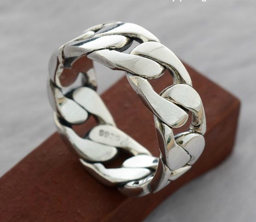 925 Sterling Silver Weave Chain Ring